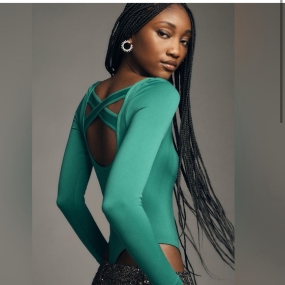 Anthropologie Emerald Green The Viv
Long-Sleeve Bodysuit S/M - Picture 8 of 9